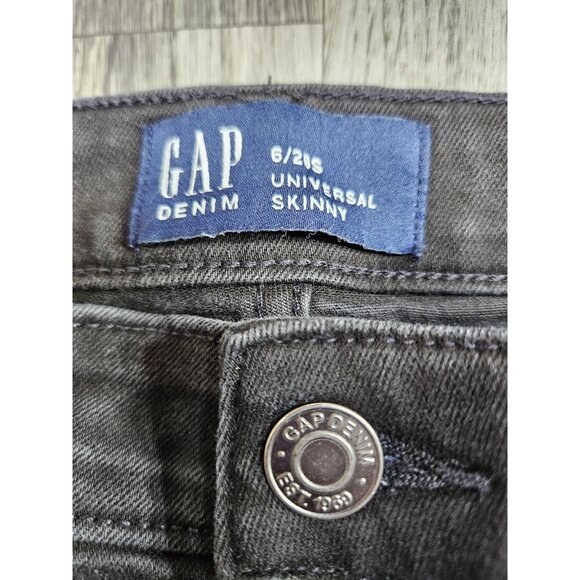GAP Jeans Womens 6/28 Short Black Universal Skinny Denim Stretch High Rise Pants - Picture 4 of 10